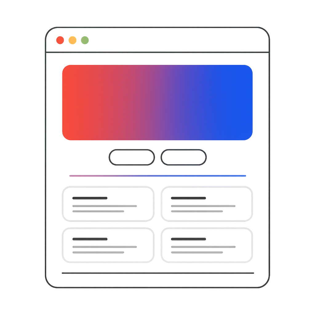 Modern website mockups and UI components
