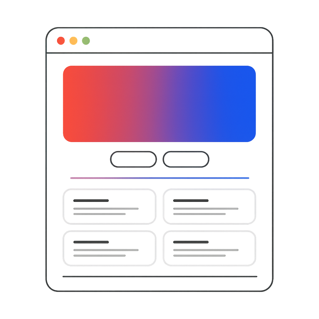 Modern website mockups and UI components